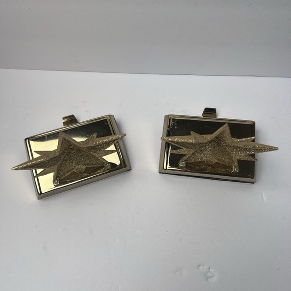 Set Of 2 Glitter Star Stocking Holder Gold Glitter Christmas Stocking Holders - Picture 9 of 12